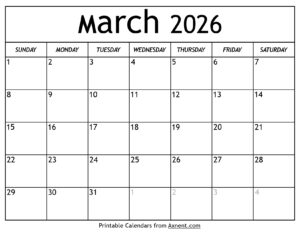 March 2026 Calendar