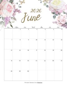 Calendar June 2026 Cute