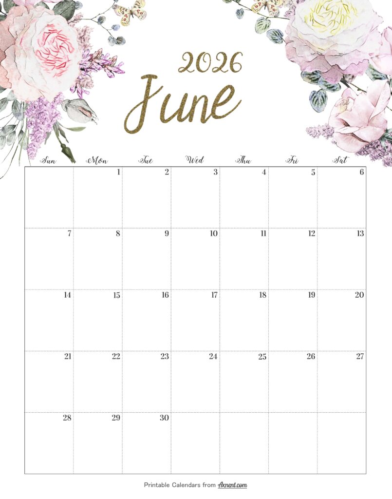 Calendar June 2026 Cute