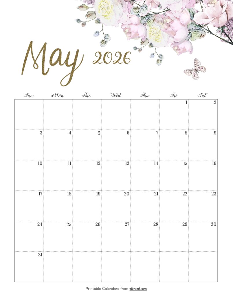 Calendar May 2026 Cute