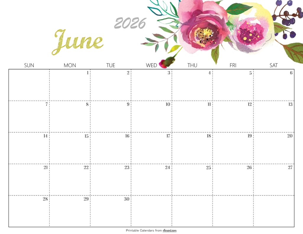 Cute June 2026 Calendar