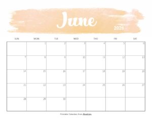 Cute June 2026 Calendar Printable