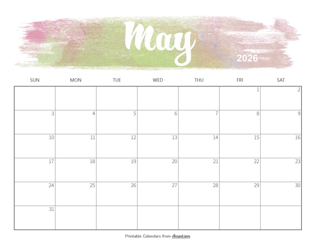 Cute May 2026 Calendar Printable