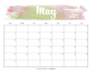 Cute May 2026 Calendar Printable