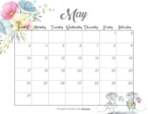 Cute May Calendar 2026