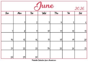 Free June Calendar 2026