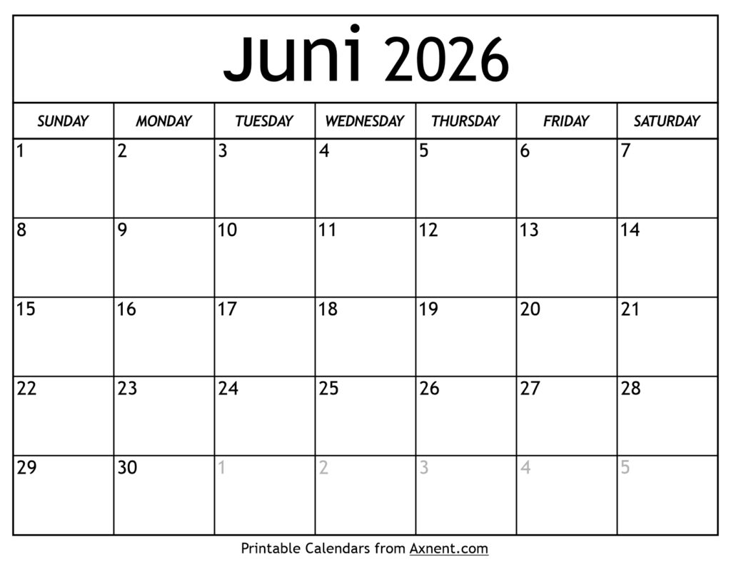 Kalender Juni 2026