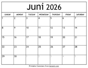 Kalender Juni 2026