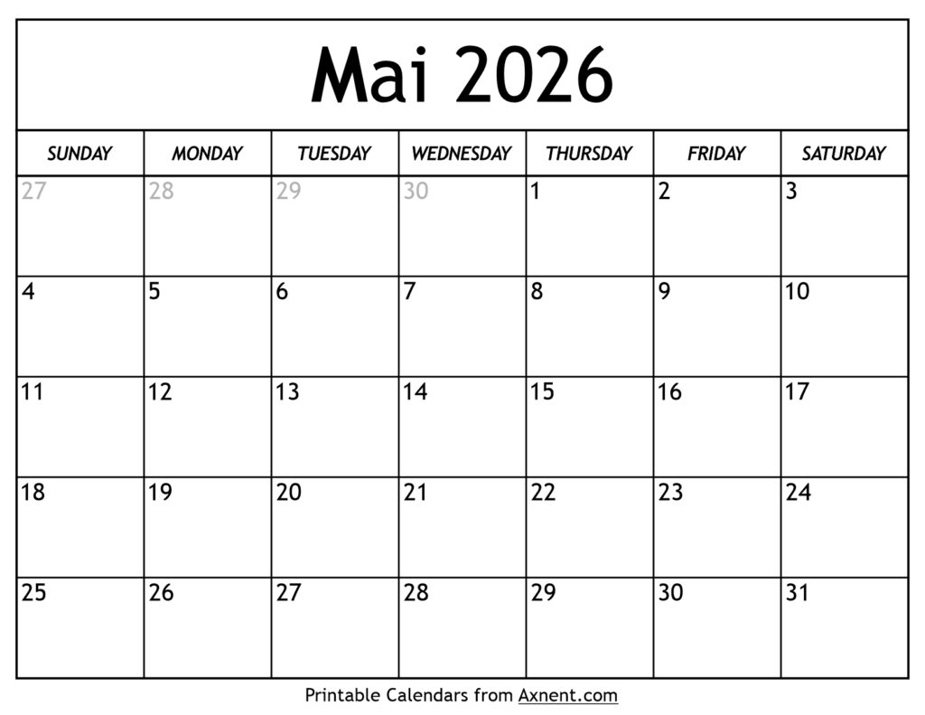 Kalender Mai 2026