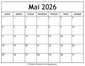 Kalender Mai 2026