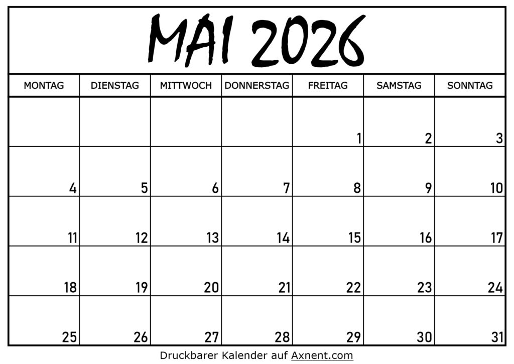 Kalender für Mai 2026
