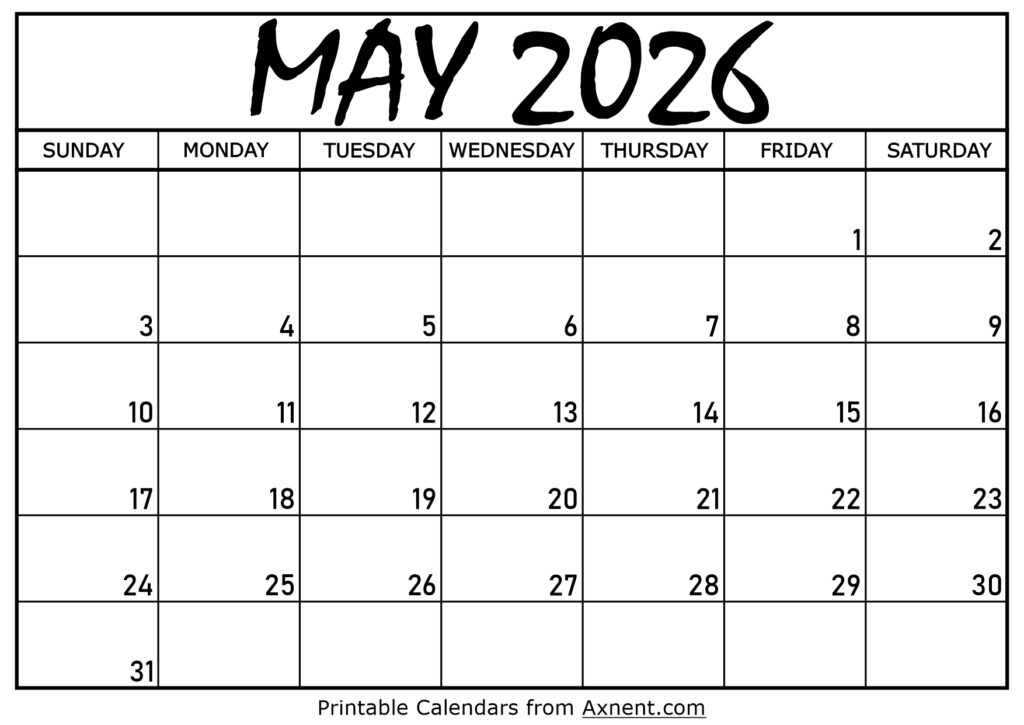 May 2026 Calendar Printable