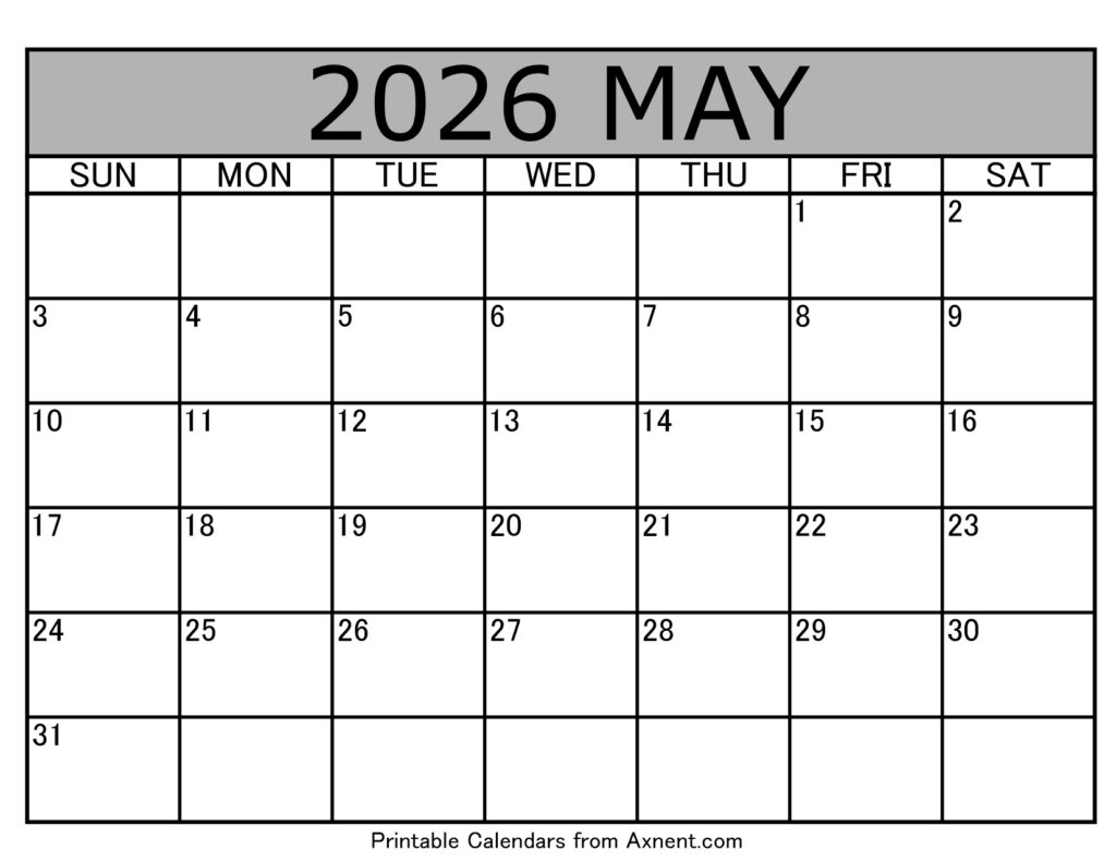 May 2026 Calendar Template