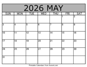 May 2026 Calendar Template