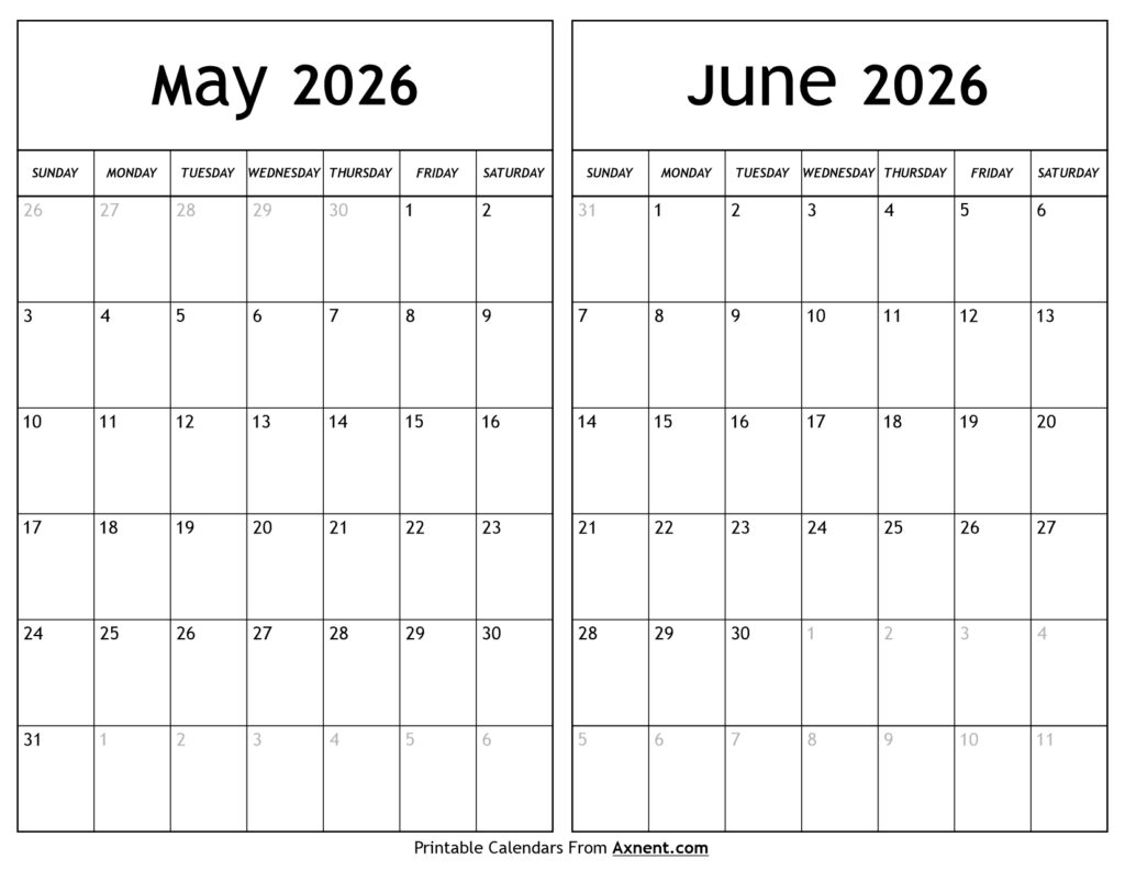 May June 2026 Calendar