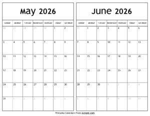 May June 2026 Calendar