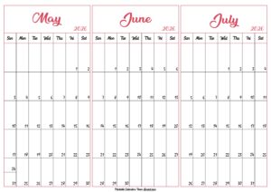 May June July 2026 Calendar