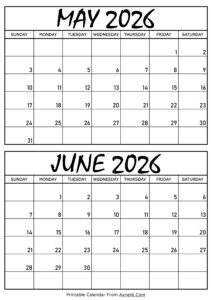 May and June 2026 Calendar