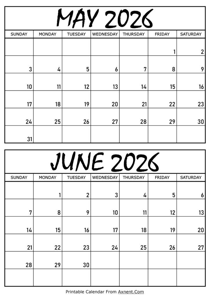 May and June 2026 Calendar