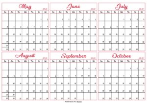 May to October Calendar 2026