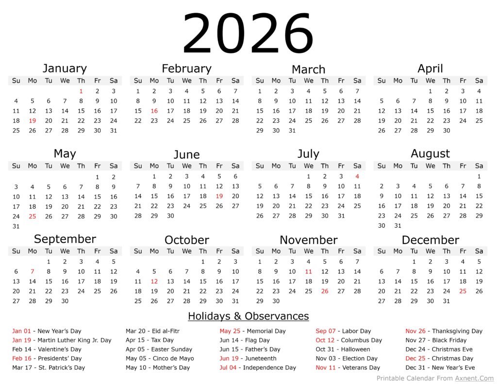 2026 Calendar