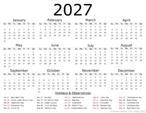 2027 Calendar