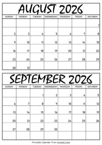 August and September 2026 Calendar