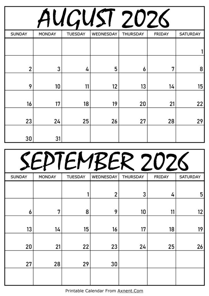August and September 2026 Calendar