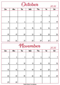 Calendar 2026 October November