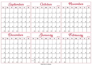 Calendar 2026 September to February 2027