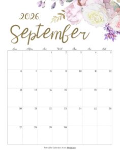 Calendar September 2026 Cute