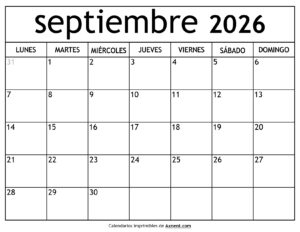 Calendario Septiembre 2026