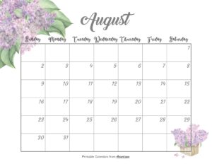 Cute August Calendar 2026