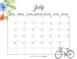 Cute July Calendar 2026