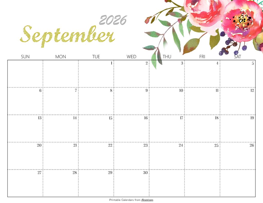 Cute September 2026 Calendar