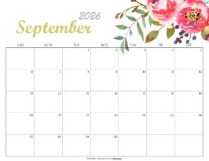 Cute September 2026 Calendar