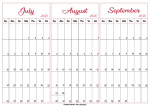 July August September 2026 Calendar
