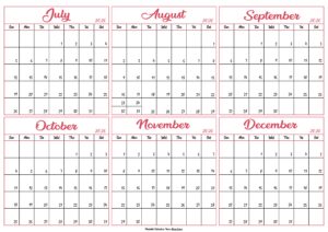 July to December Calendar 2026