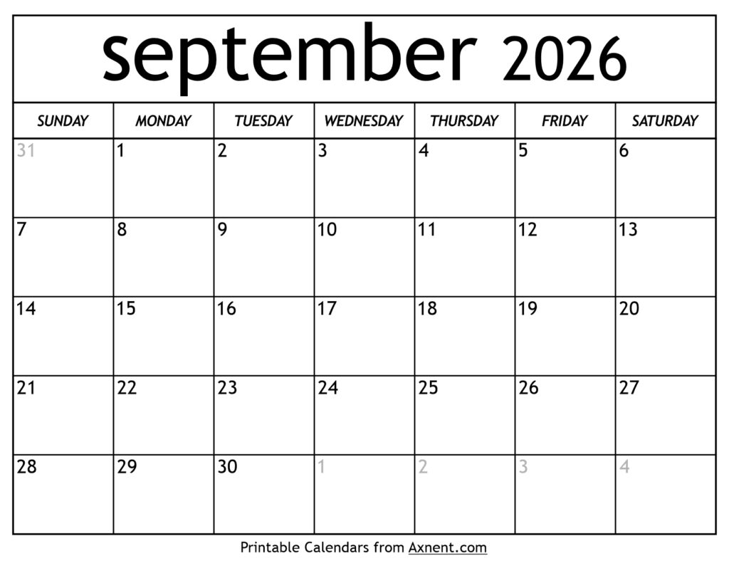 Kalender September 2026