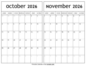 October November 2026 Calendar
