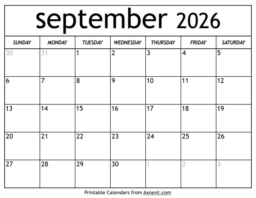 September 2026 Calendar