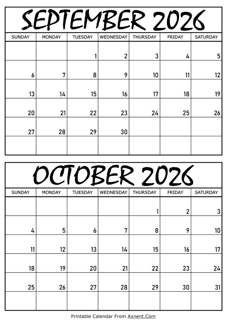 September and October 2026 Calendar