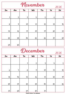 Calendar 2026 November December