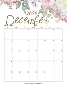 Calendar December 2026 Cute