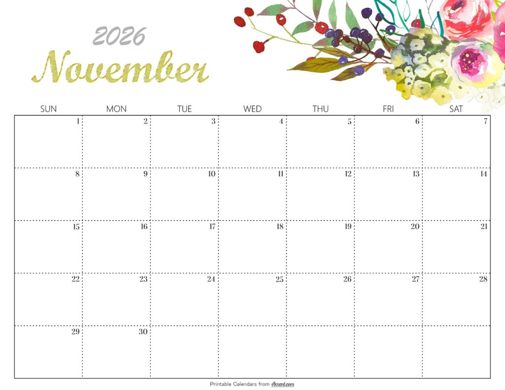 Cute November 2026 Calendar