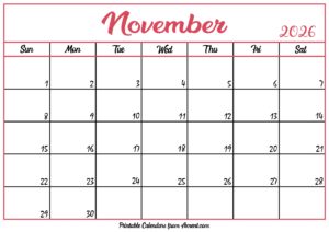 Free November Calendar 2026