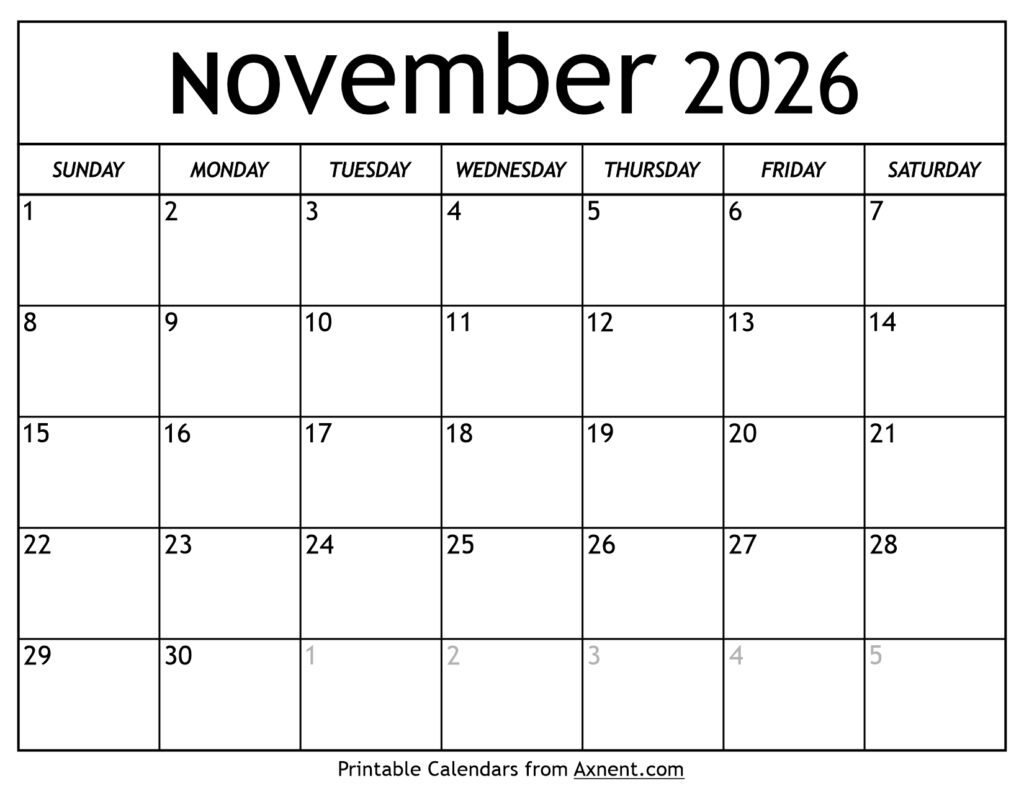 November 2026 Calendar
