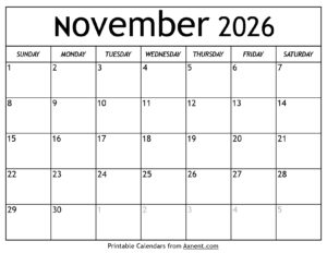 November 2026 Calendar