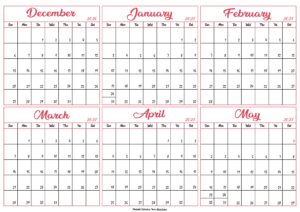Calendar 2026 December to May 2027