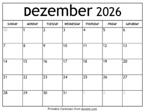 Kalender Dezember 2026